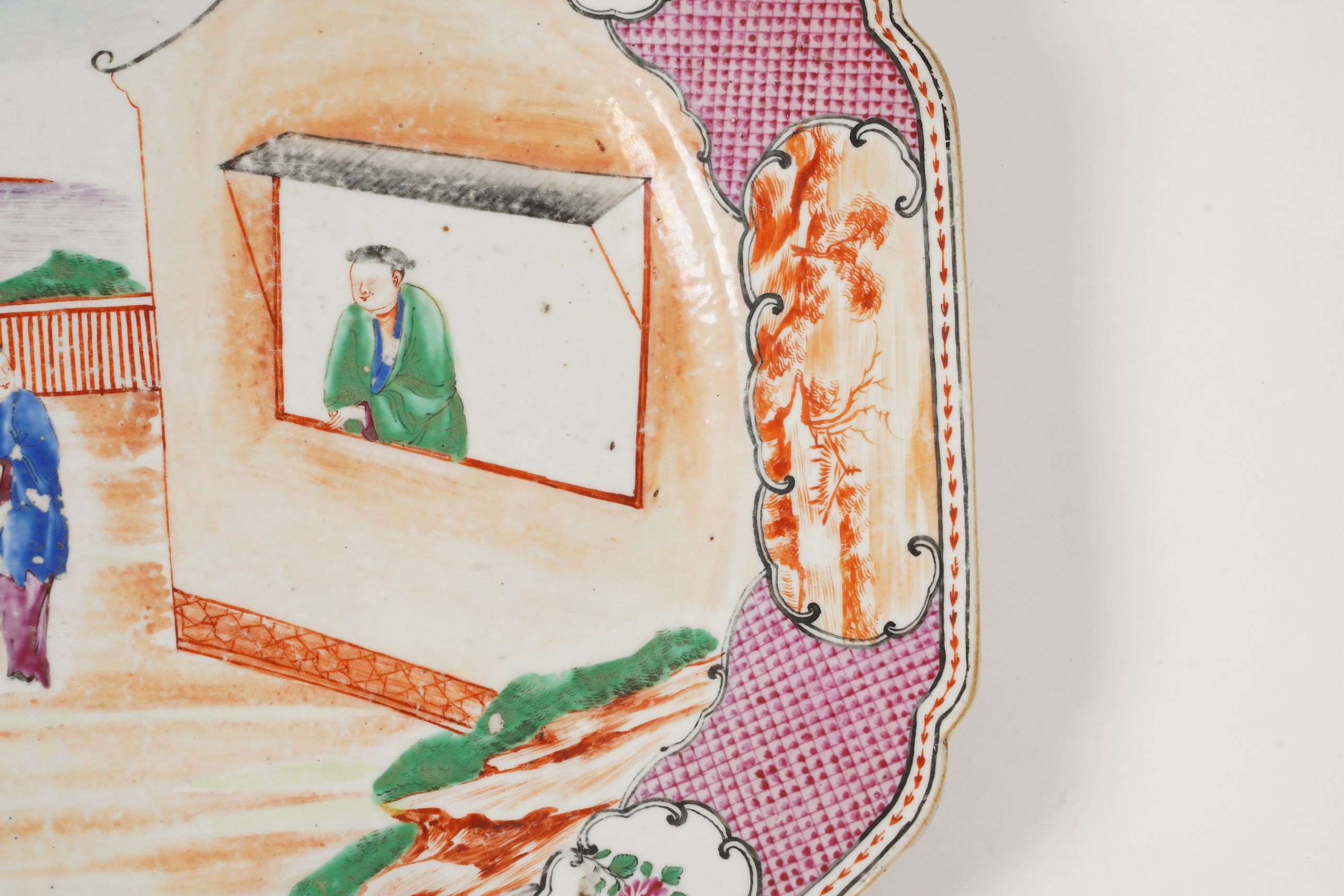 Three Chinese famille rose ‘mandarin’ serving dishes, Qianlong period